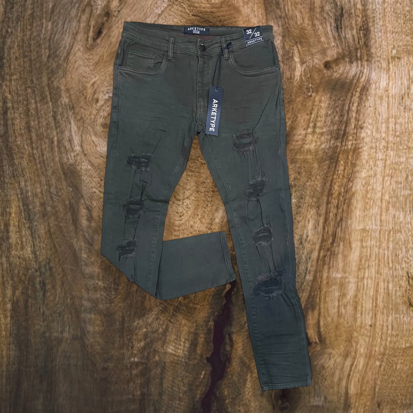 P403 - Twill Ripped Slim-Fit Stretch Jeans