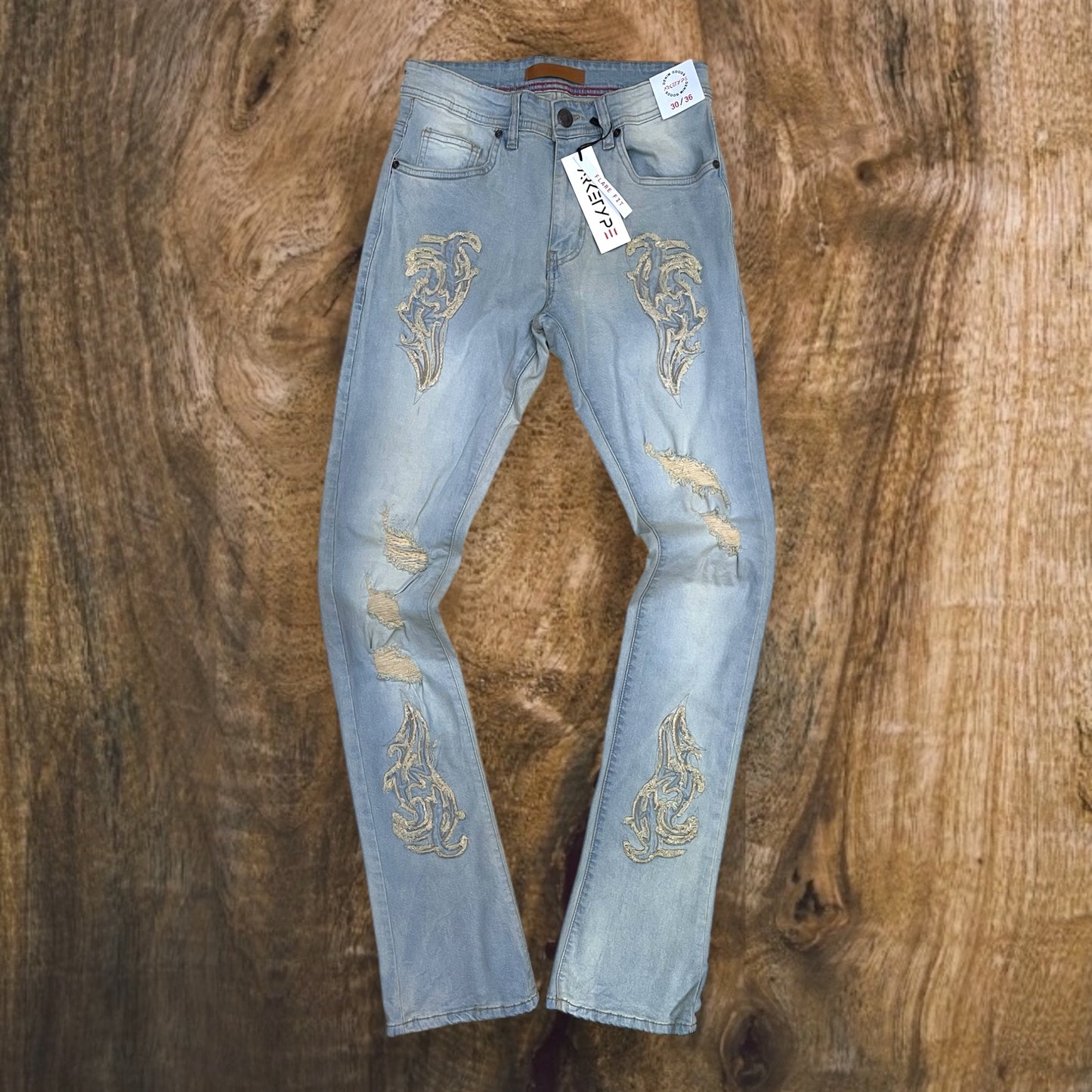 P524 - Premium Tribal Stacked Flare Jeans