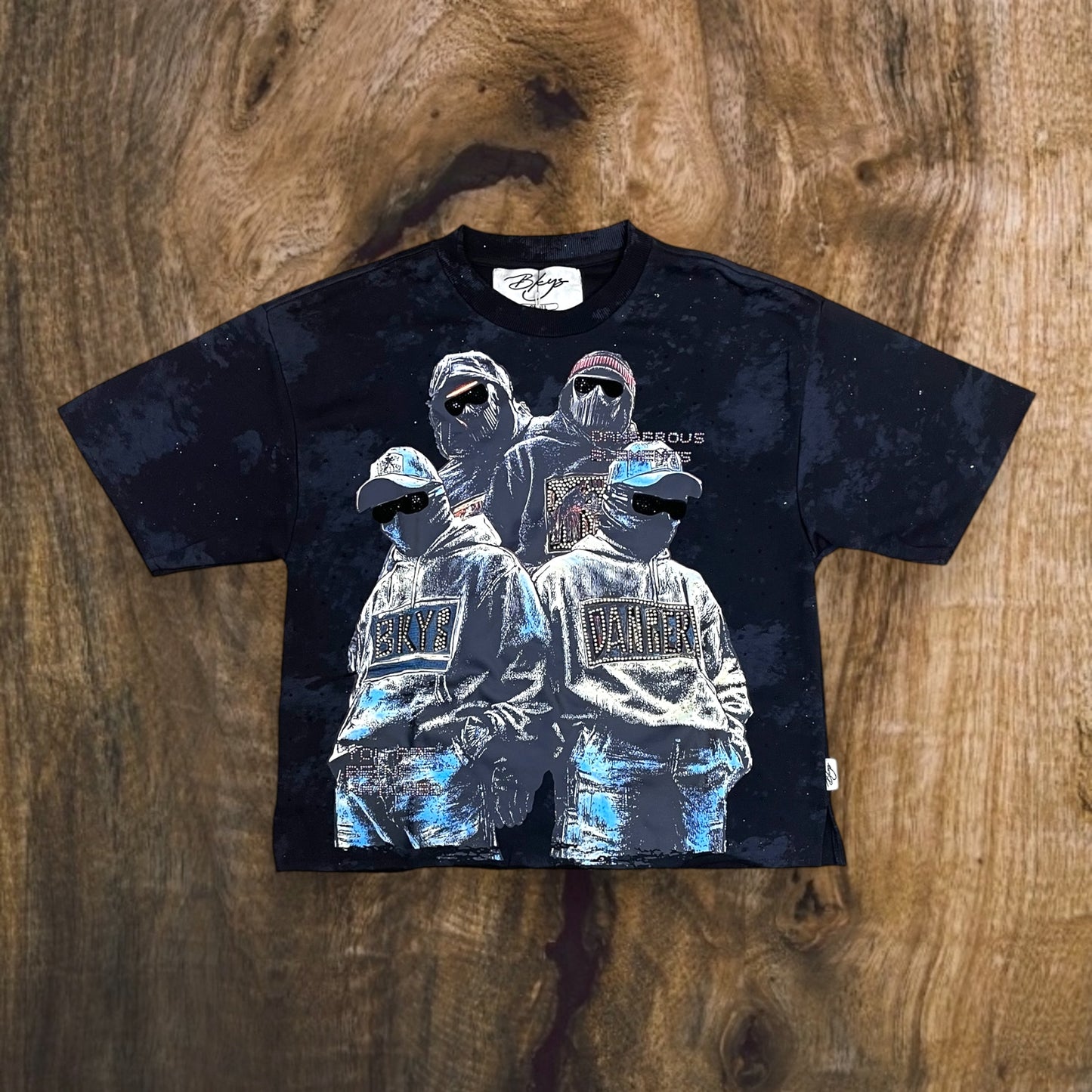 T1360 - Dangerous with Rhinestones Cropped Top T-Shirt