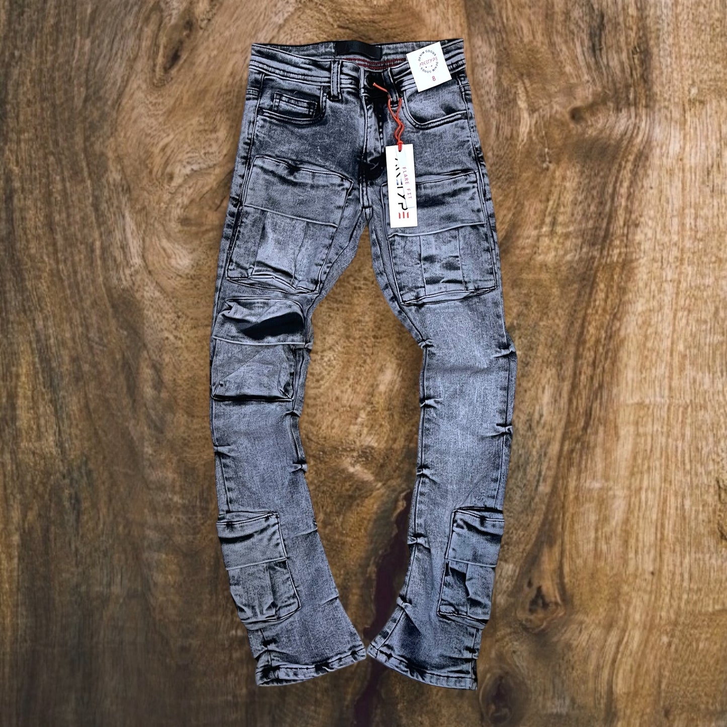 P444K - Boys' 8-18 Timeless Stacked Cargo Pocket Jeans