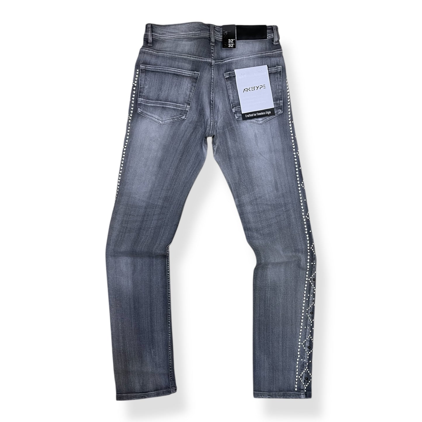 P554 - Double Sided Stud Slim Straight-Fit Stretch Jeans