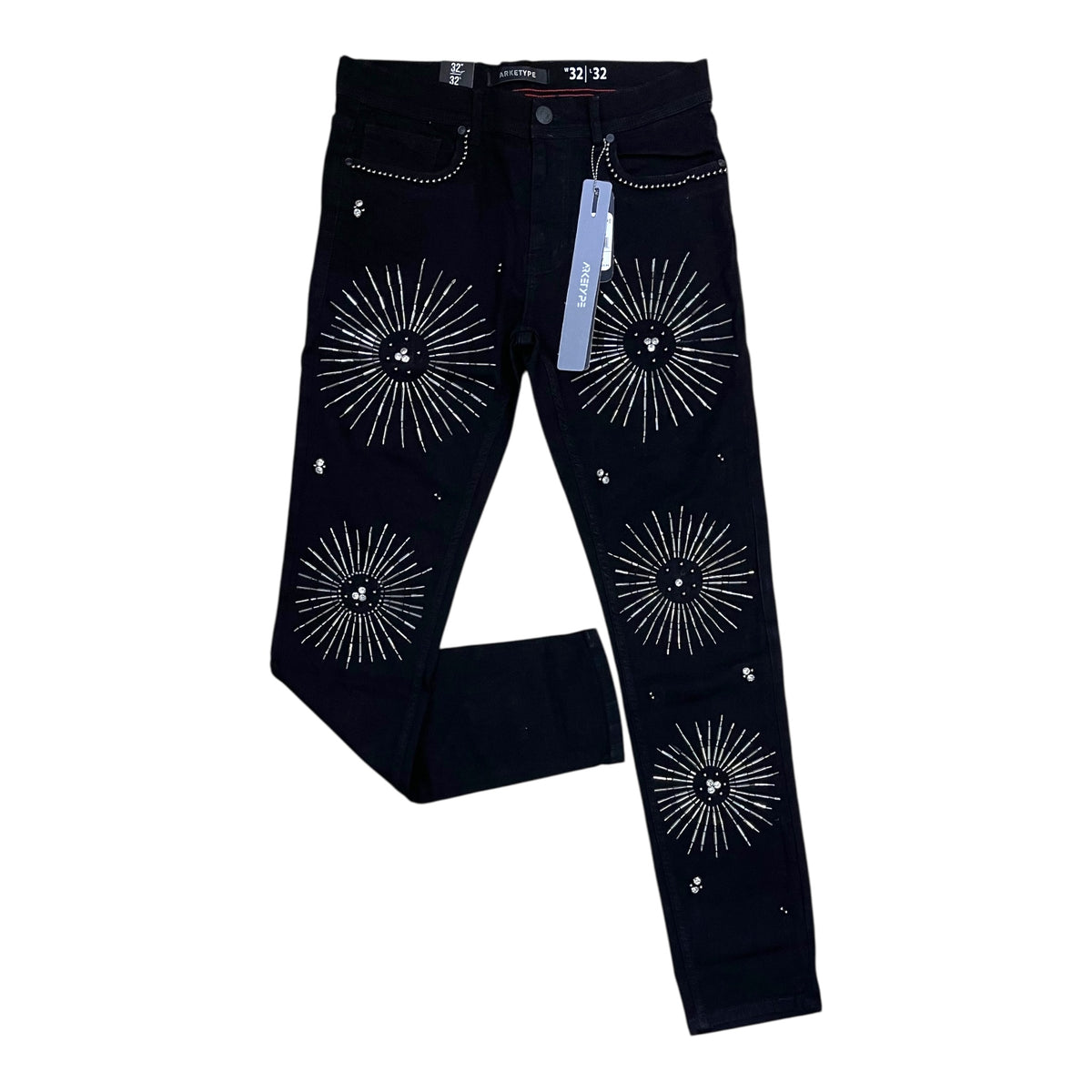 P557 - Rhinestone n Studs Gravity Slim-Fit Stretch Jeans