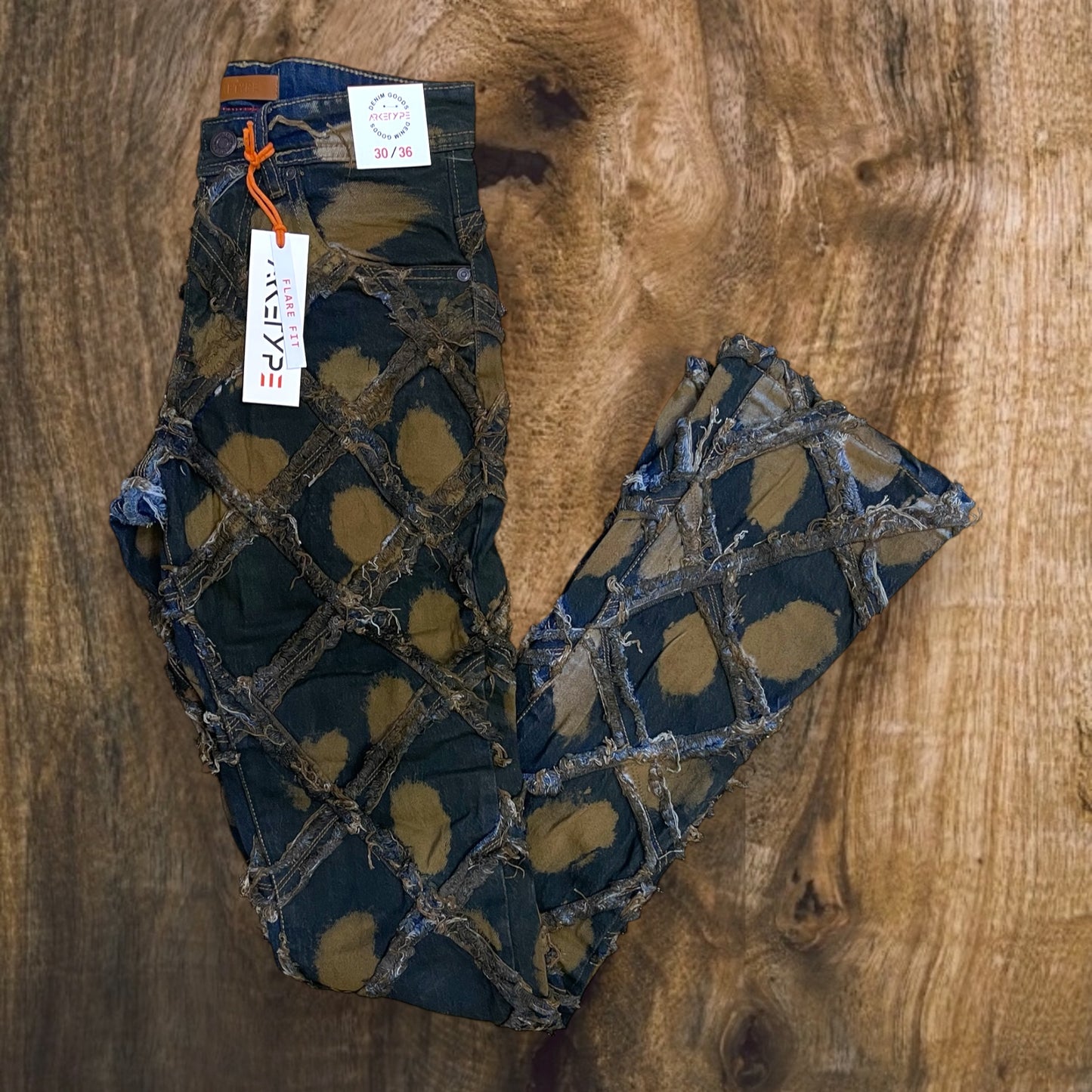 P525 - Premium Cross Roads Stacked Flare Jeans