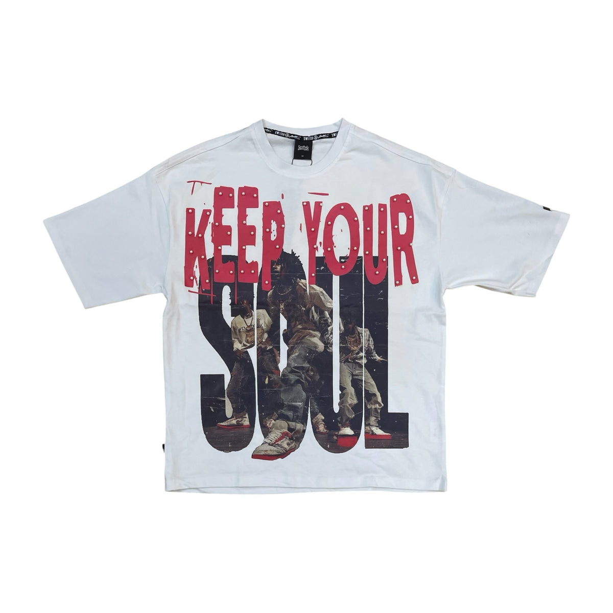 WH-SW6111 - Keep Your Soul with Pearls Boxy Graphic T-Shirt