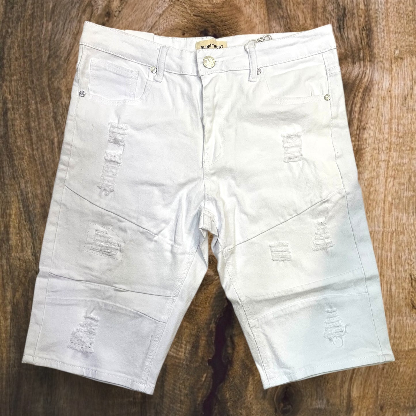 BTS21160 - Distressed Solid Stretch Shorts