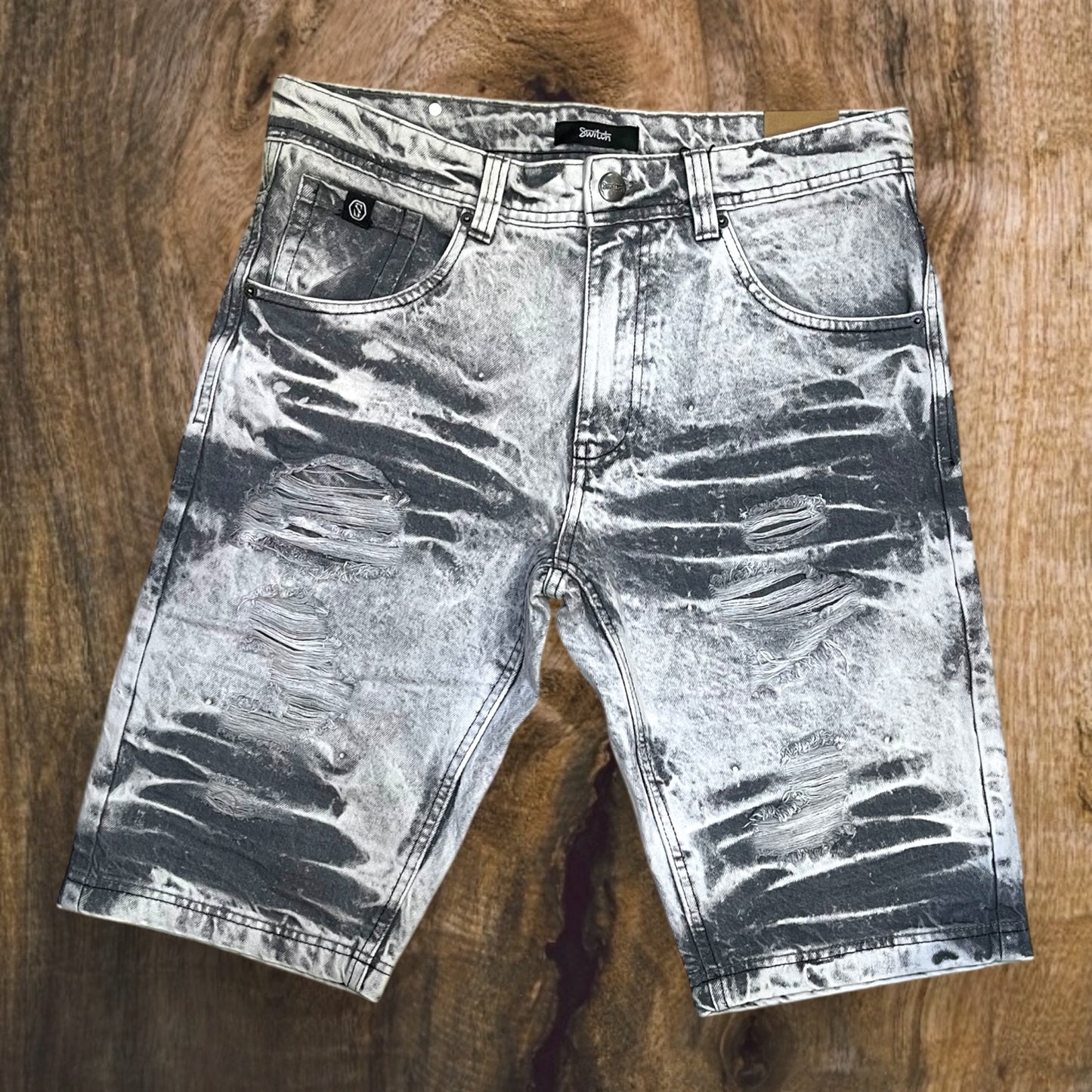 SS5700 - Premium Distressed Rip & Repair Non-Stretch Denim Shorts