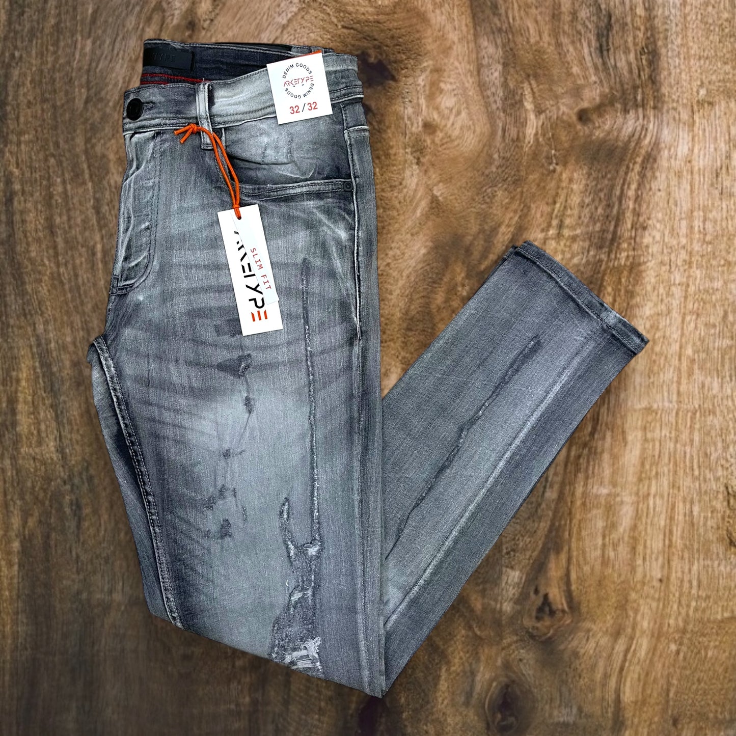 P401 - Bolt Ripped Slim-Fit Stretch Jeans