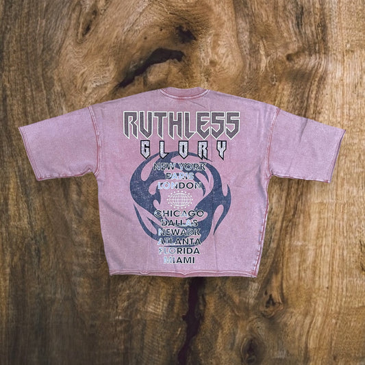 RK5481773 - RUTHLESS GLORY Studs with Rhinestones Cropped Drop Shoulder Fleece Crewneck