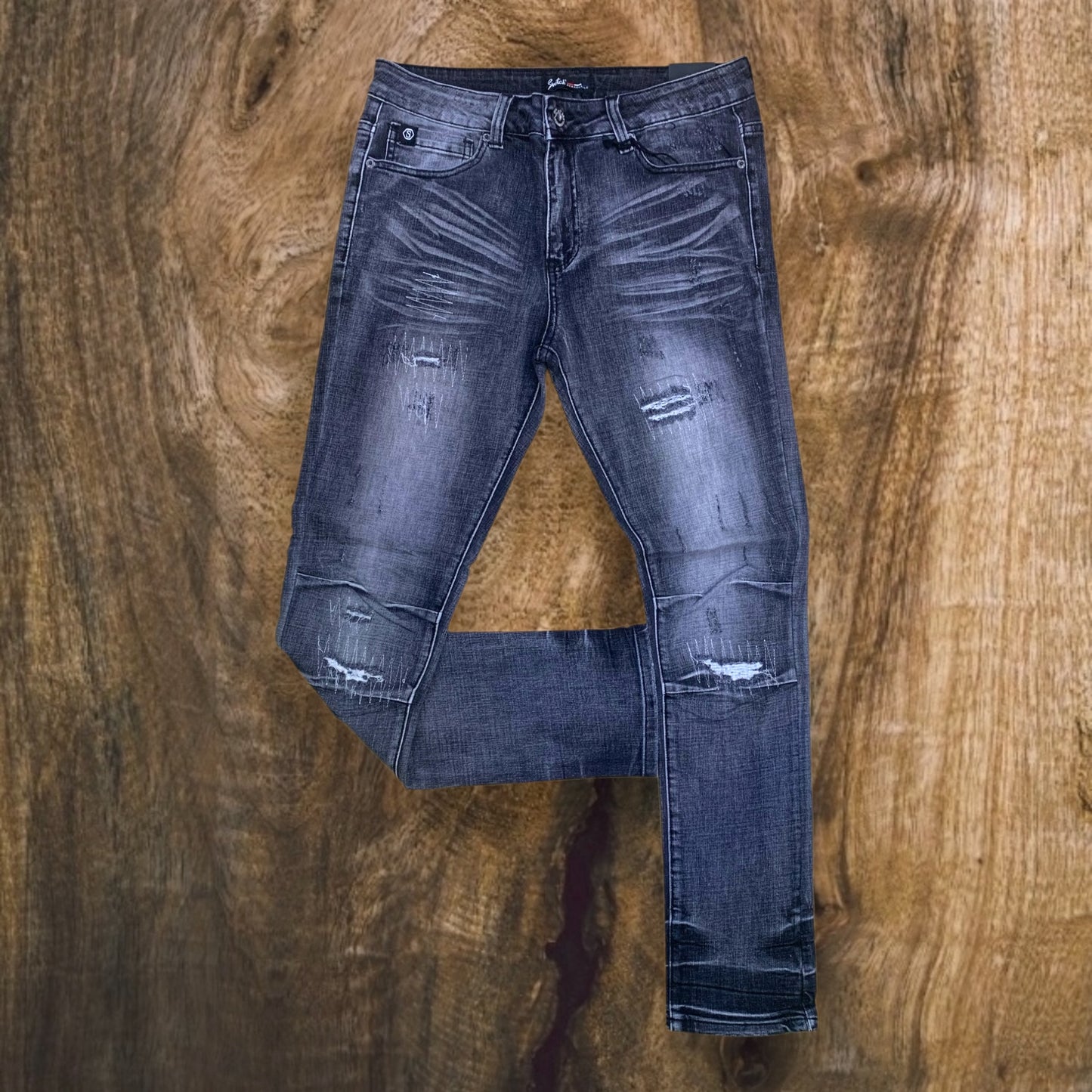 SS4657 - Premium Washed Ripped Slim-Fit Stretch Jeans