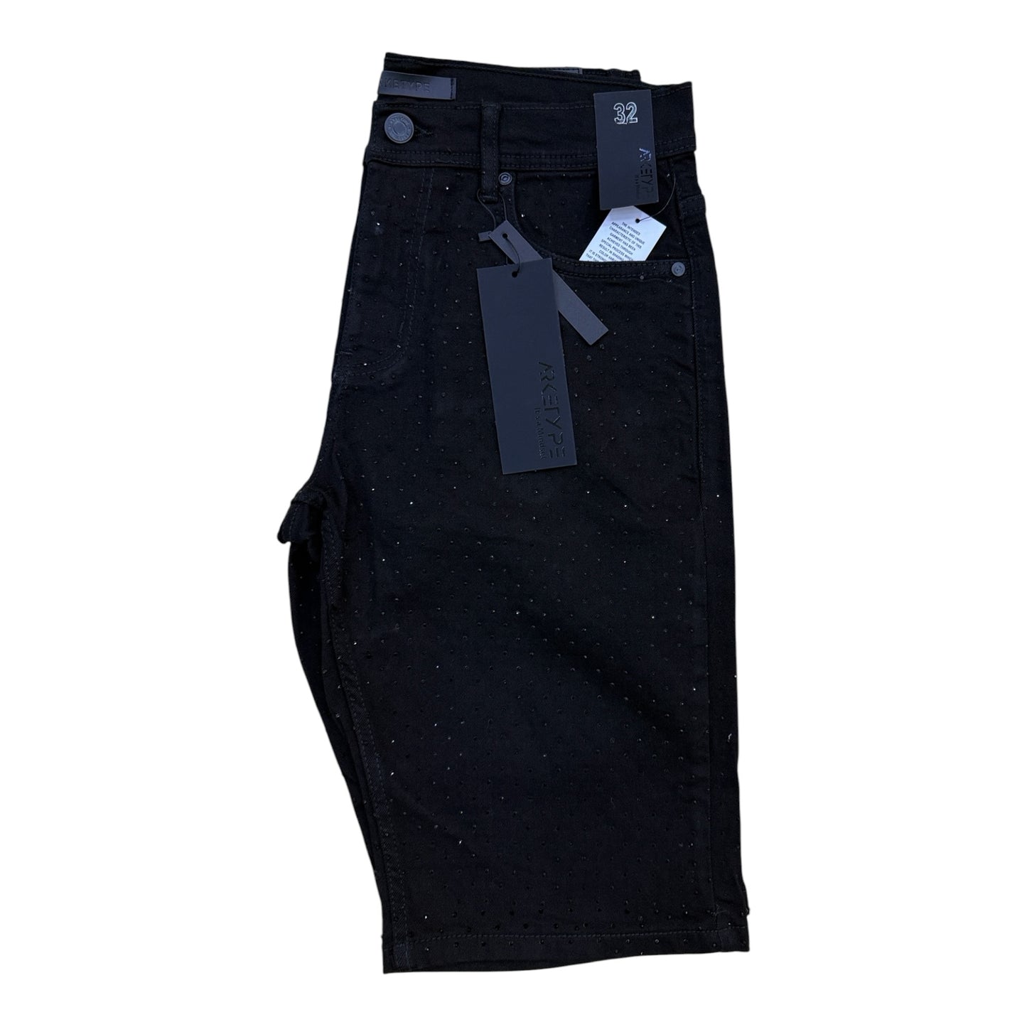 S610 - Allover Rhinestone Slim-Fit Stretchable Shorts