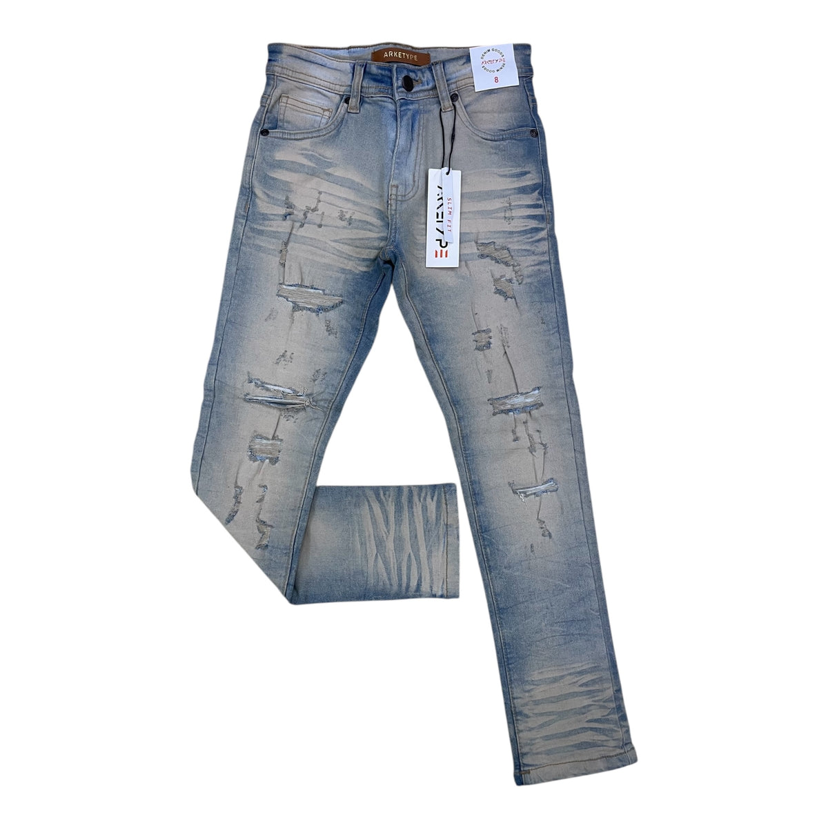 P555K - Boy's/Kids Dakota Rip & Repair Slim-Fit Stretch Jeans