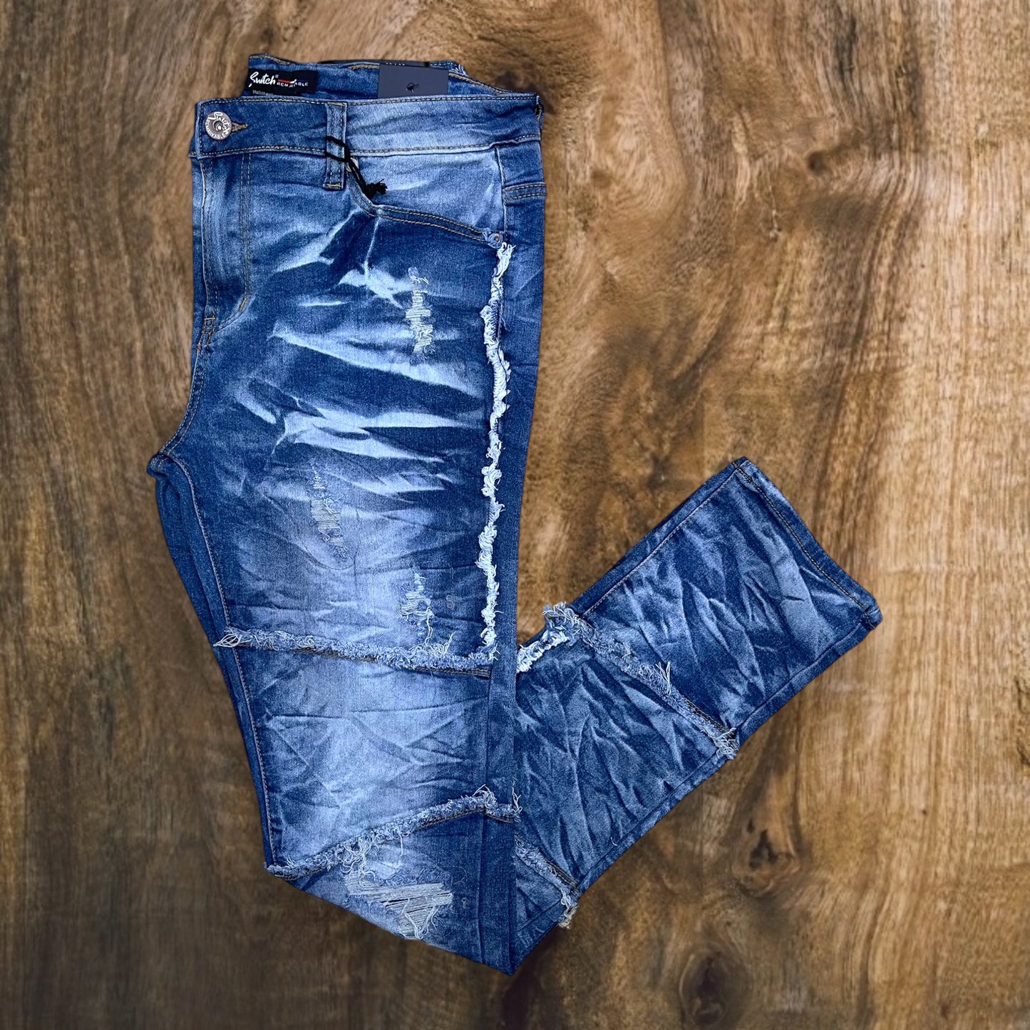 SS4676 - Premium Washed Ripped Slim-Fit Stretch Denim
