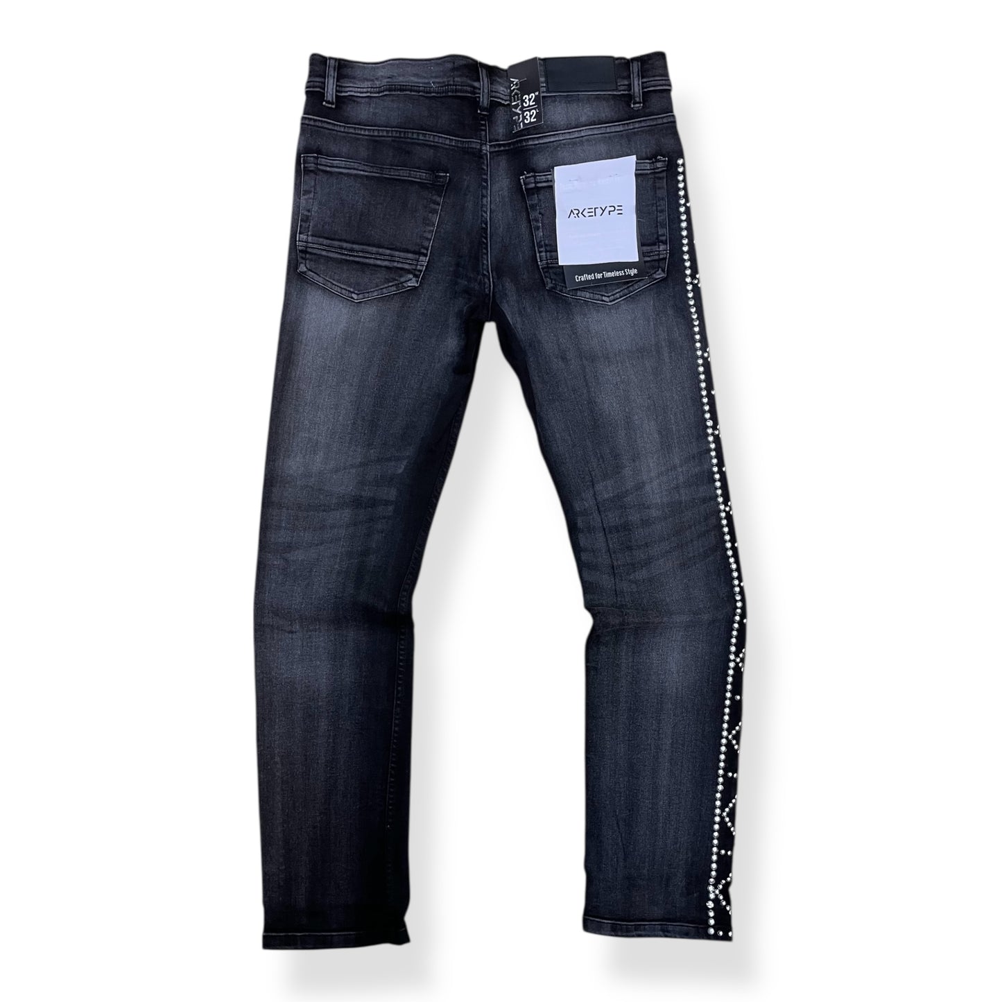 P554 - Double Sided Stud Slim Straight-Fit Stretch Jeans