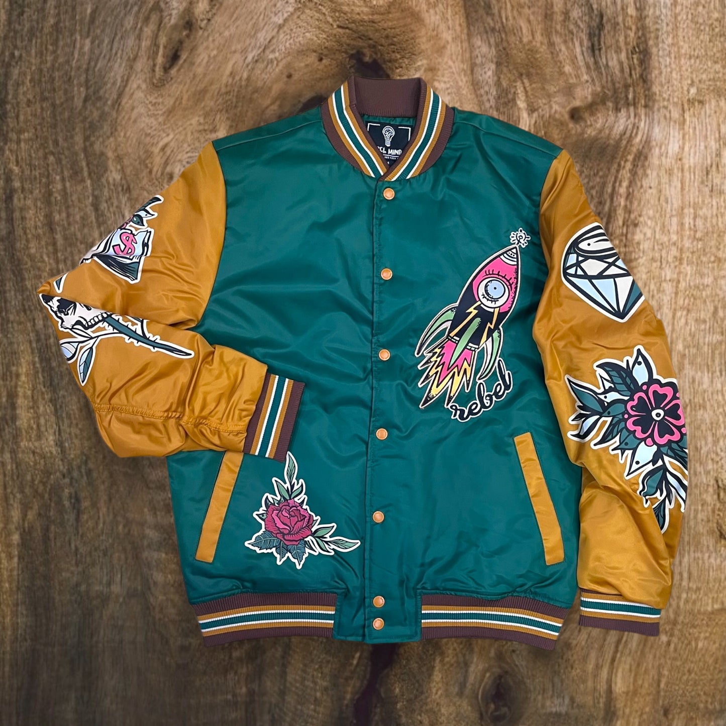 142-546 - Fly High Nylon Varsity Jacket (Hunter Green)
