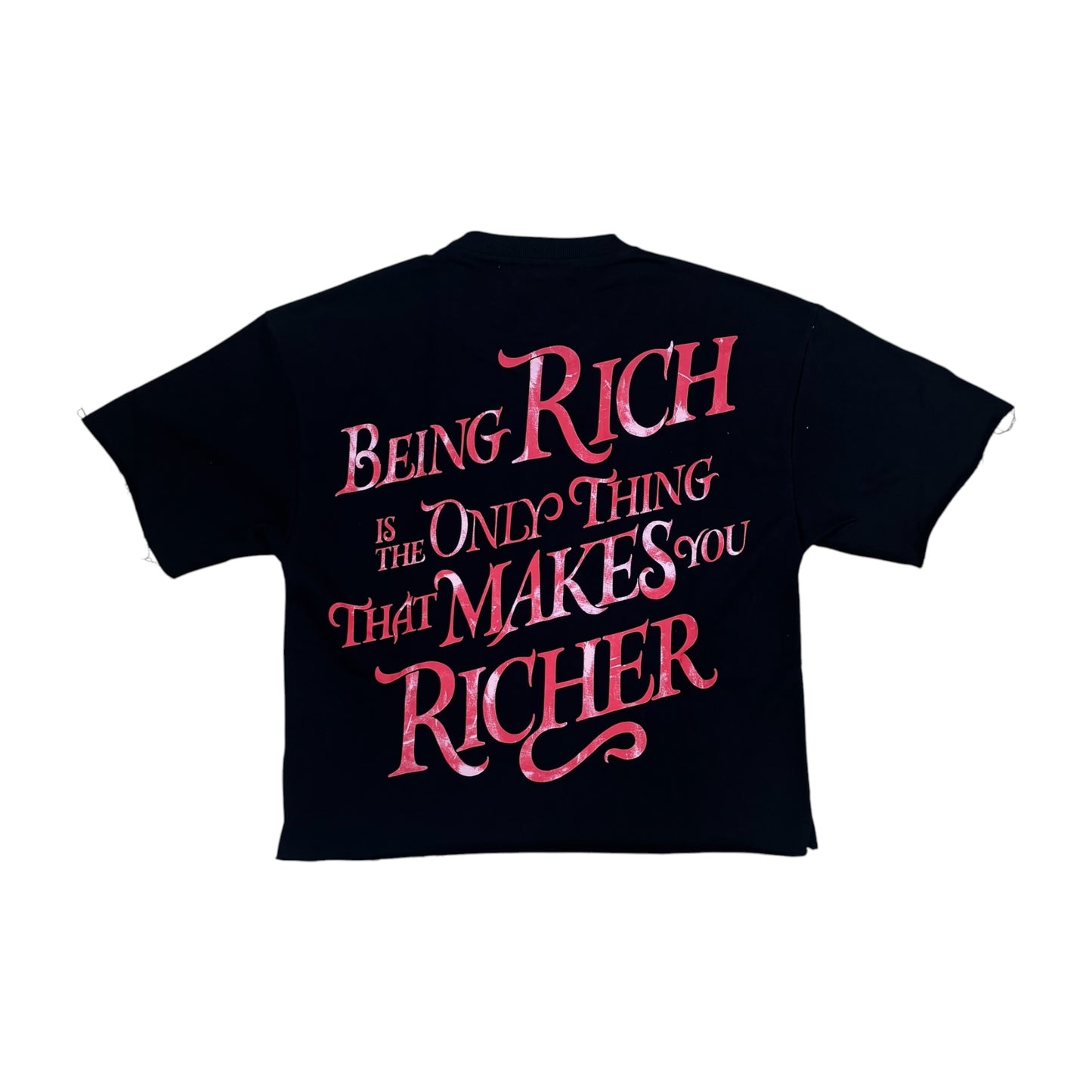 WH-T1516- Richer with Rhinestones Cropped Top T-Shirt