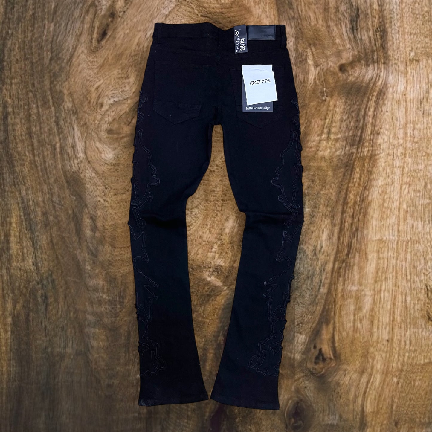 P541 - WWW Heavy Frayed Stretchable Stacked Flared Jeans