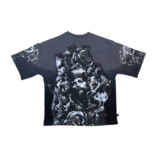 WH-SM6123 - Sanctus with Rhinestone Boxy Graphic T-Shirt