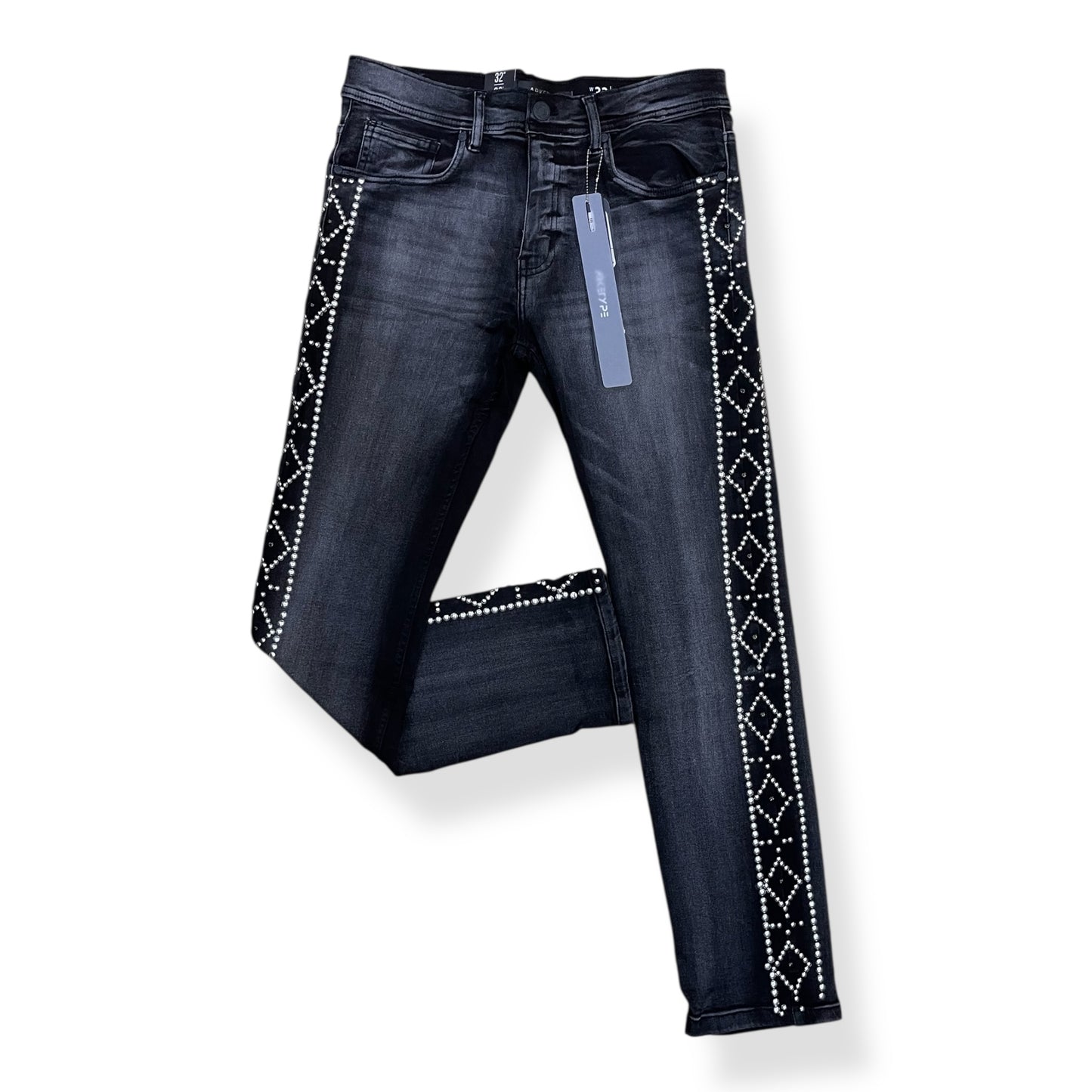P554 - Double Sided Stud Slim Straight-Fit Stretch Jeans