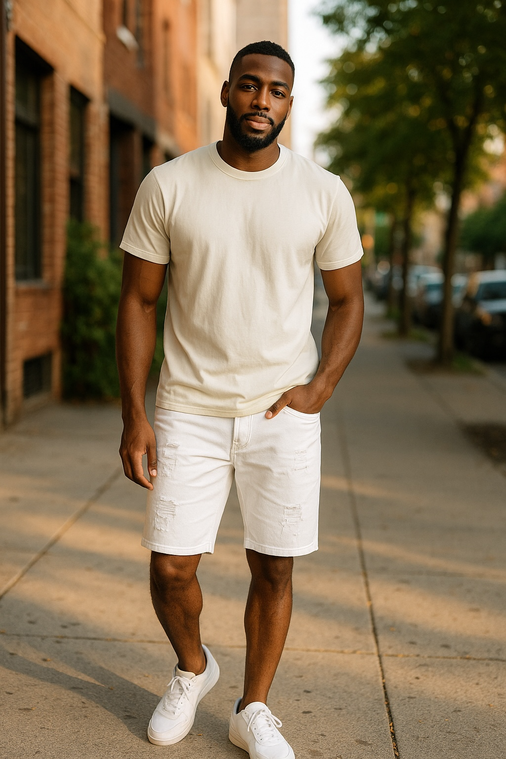 BTS21160 - Distressed Solid Stretch Shorts