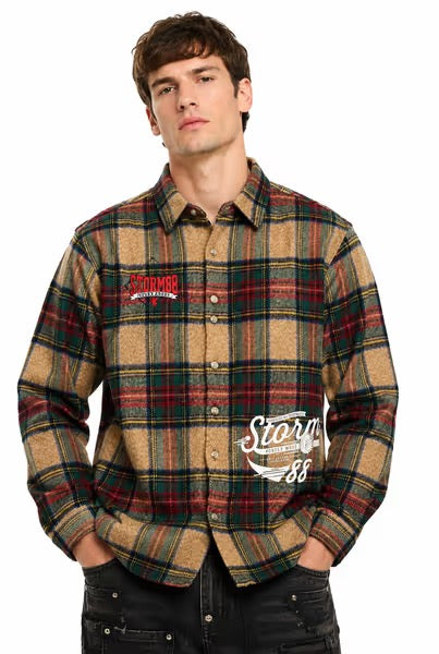 WH-ST8-030 - Storm 88 Premium Long Sleeve Heavy Flannel Shirt with Print, Twill Patch & Stud Patch Work