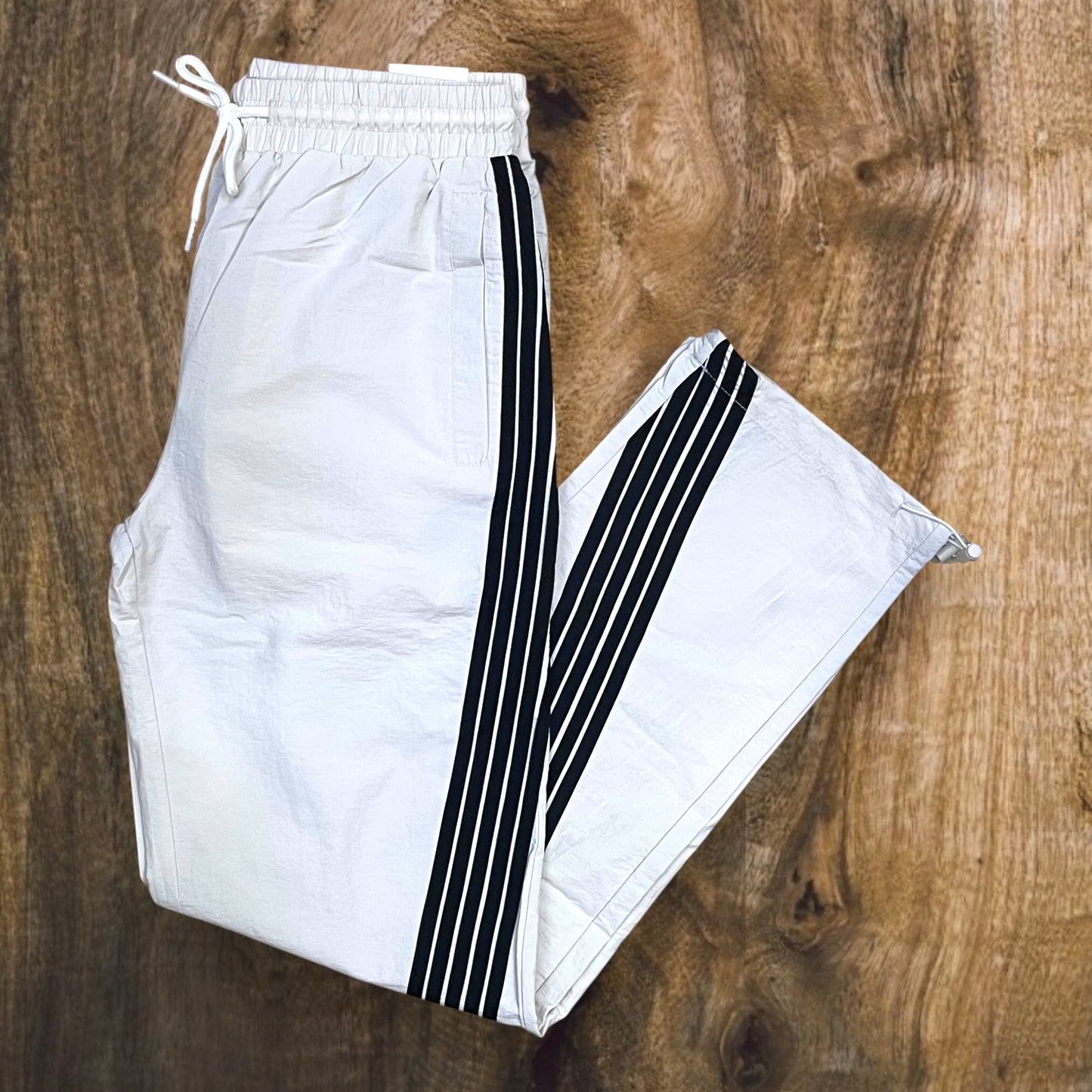 100-490- Bent Stripes Nylon Straight-Fit Pants