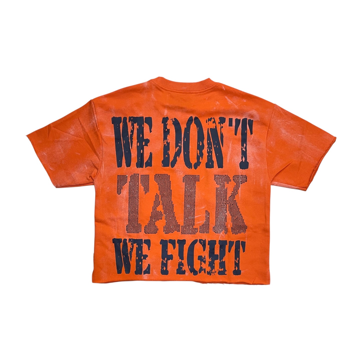 T1445 - Fight Club with Rhinestones Cropped Top T-Shirt