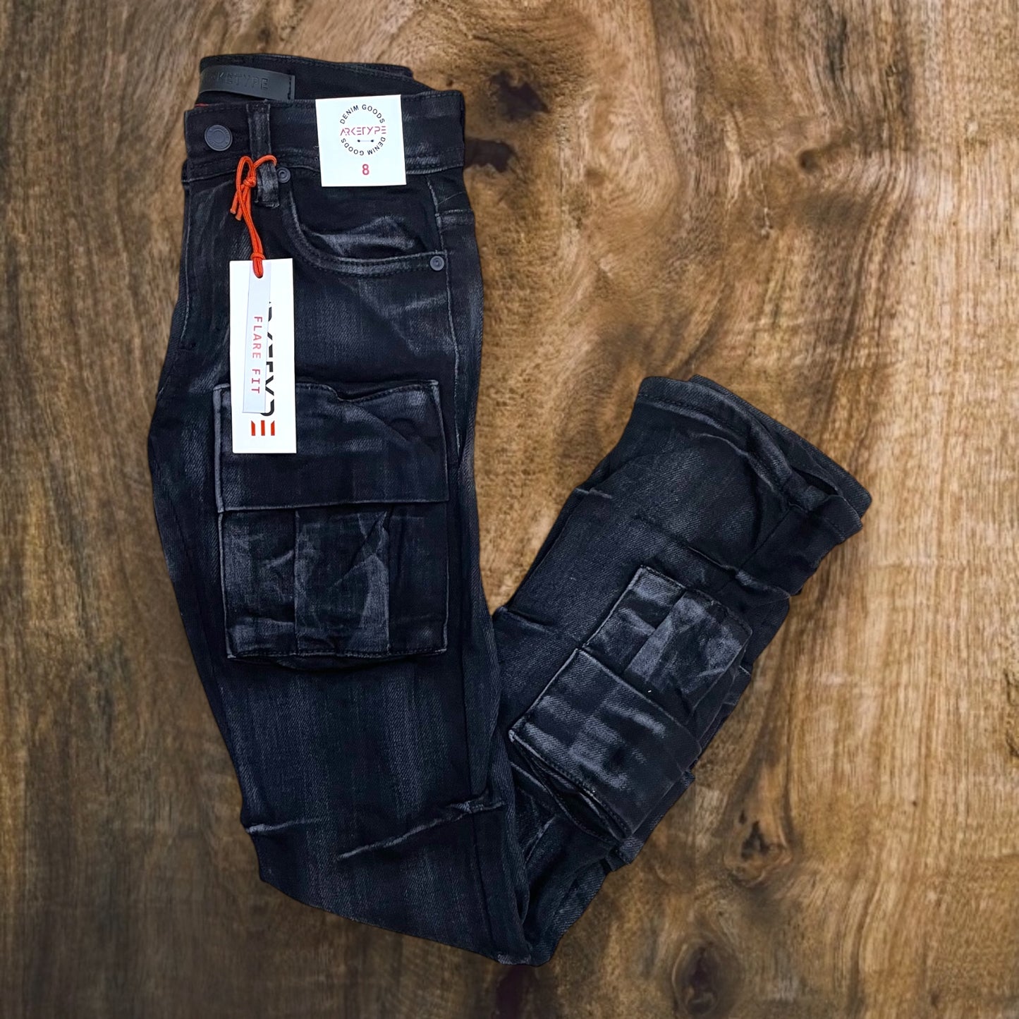 P444K - Boys' 8-18 Timeless Stacked Cargo Pocket Jeans