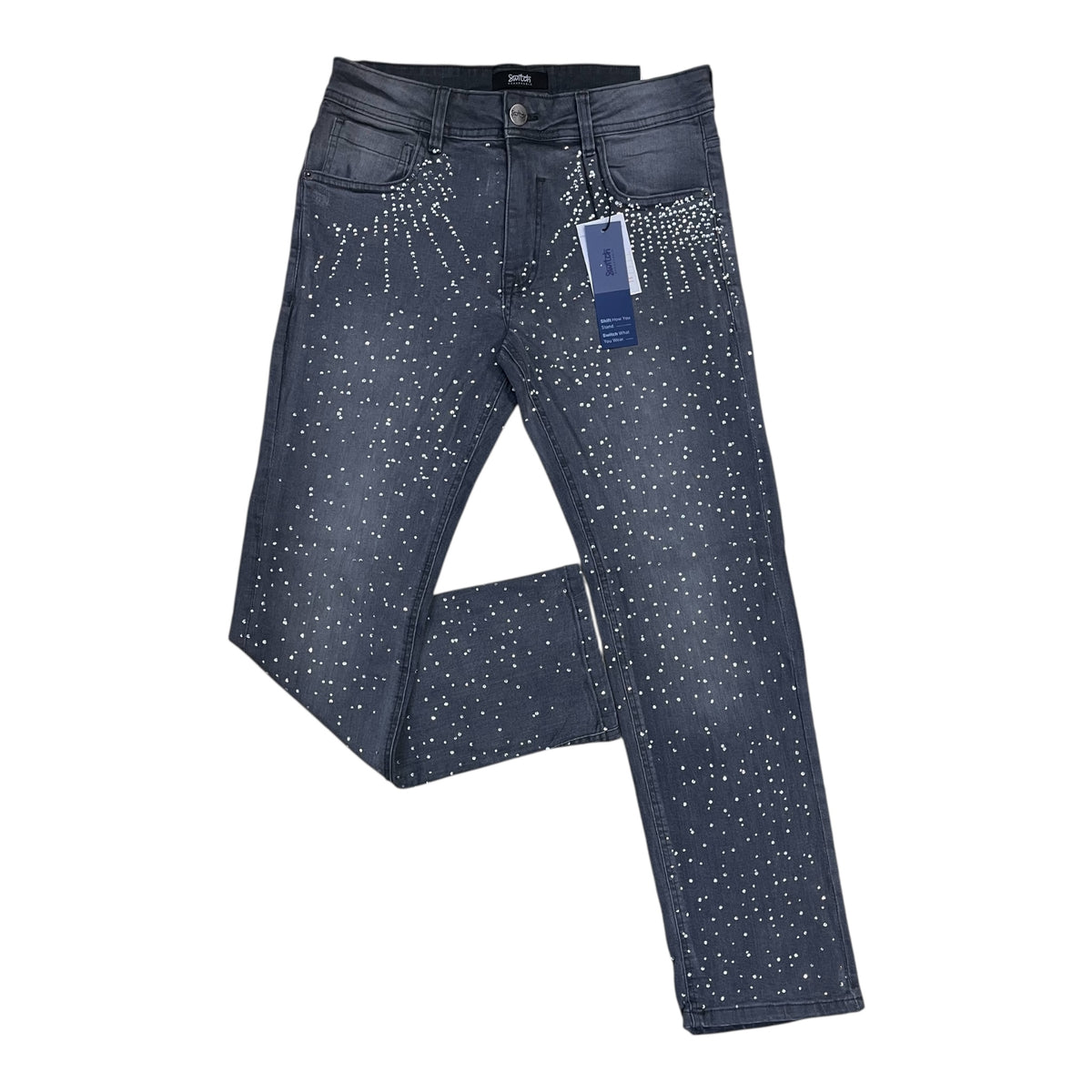 SM6603 - Rhinestone Allover Slim Straight-Fit Stretch Jeans
