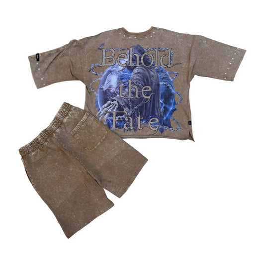 SM6952 - Behold with Rhinestones Cropped Shirt, Shorts SET