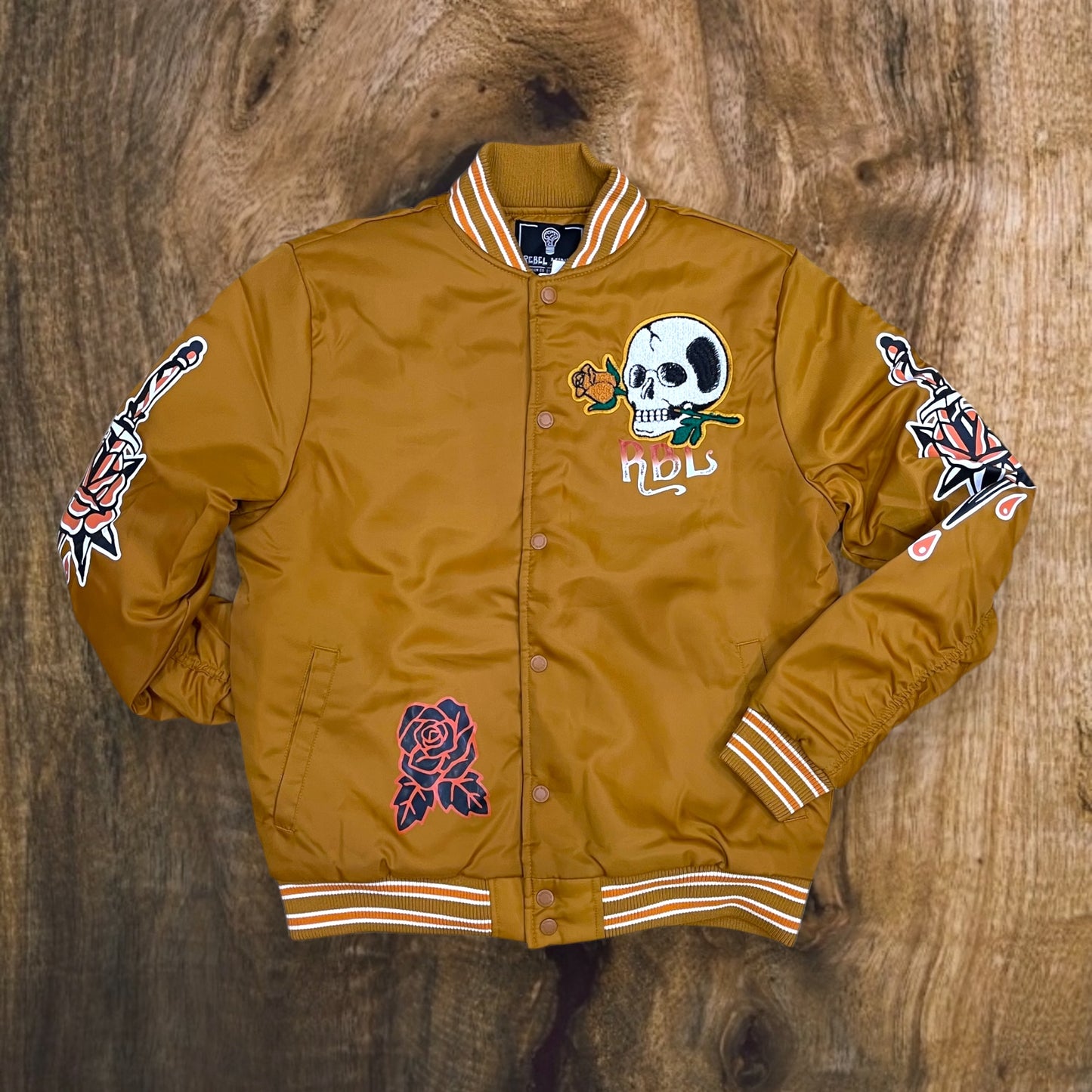 142-545 - Rebel Roses Nylon Varsity Jacket (Timber)