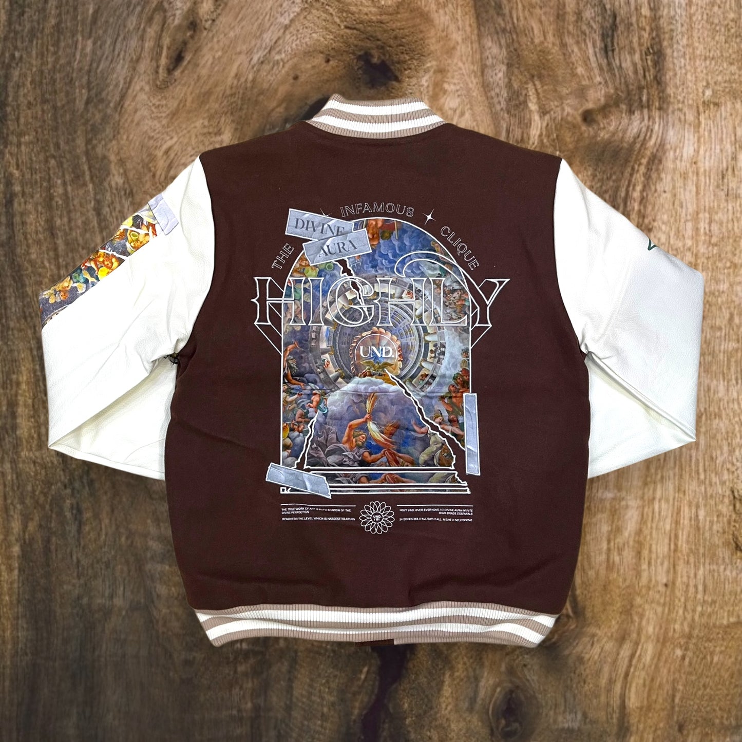 UF4913 - Divine Aura Varsity Jacket (Brown/Off-White)