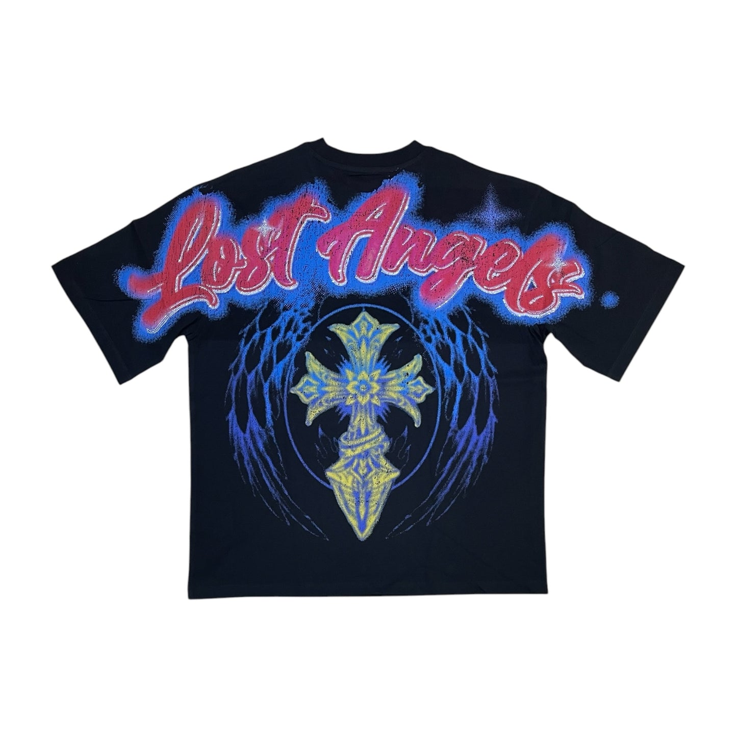 WH-RK1482096 - Heavenly Faded with Rhinestones Boxy Graphic T-Shirt