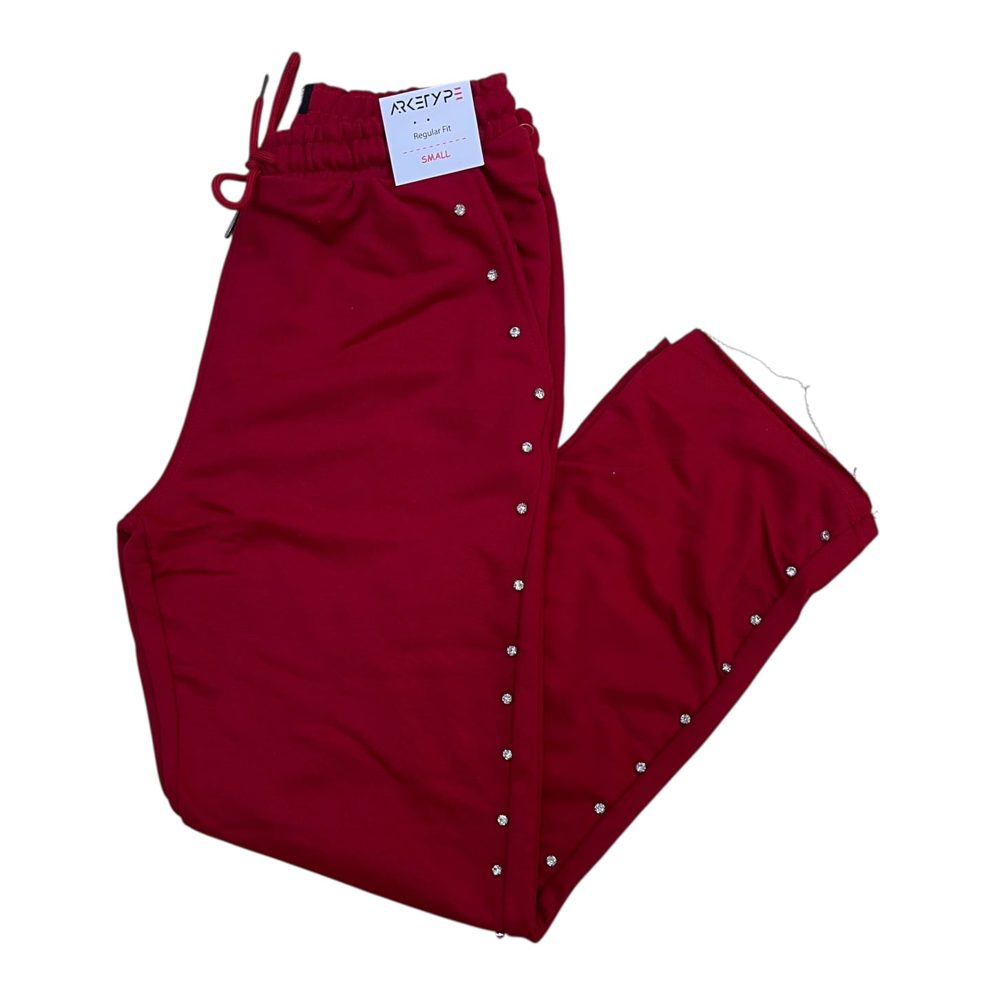 P563 - Side Rhinestone French Terry Straight-Fit Fleece Pants