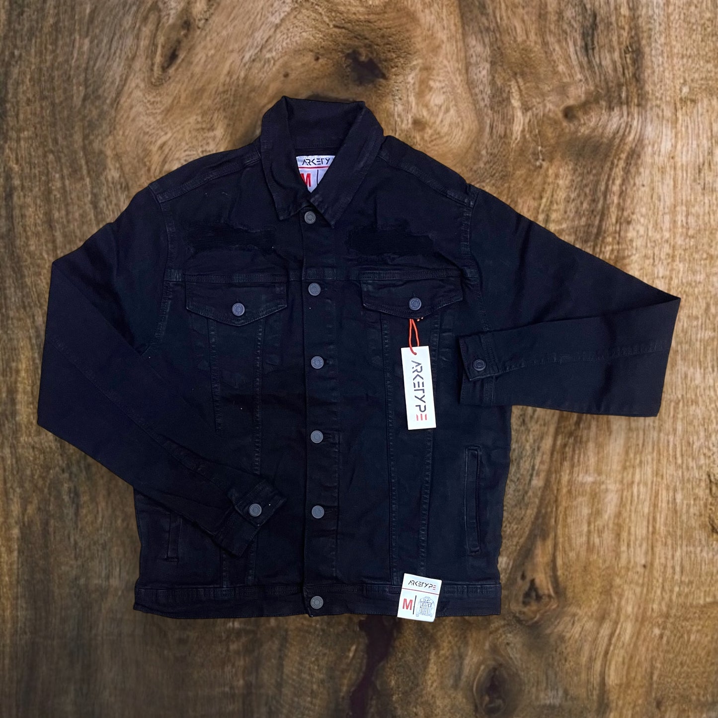 J540 - Double Whisker Rip n Repair Denim Stretch Jacket