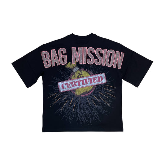 RK1481987 - Fly High Bag Mission Rhinestone Boxy Graphic T-Shirt