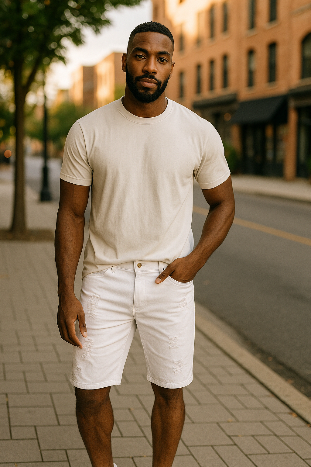 BTS21160 - Distressed Solid Stretch Shorts