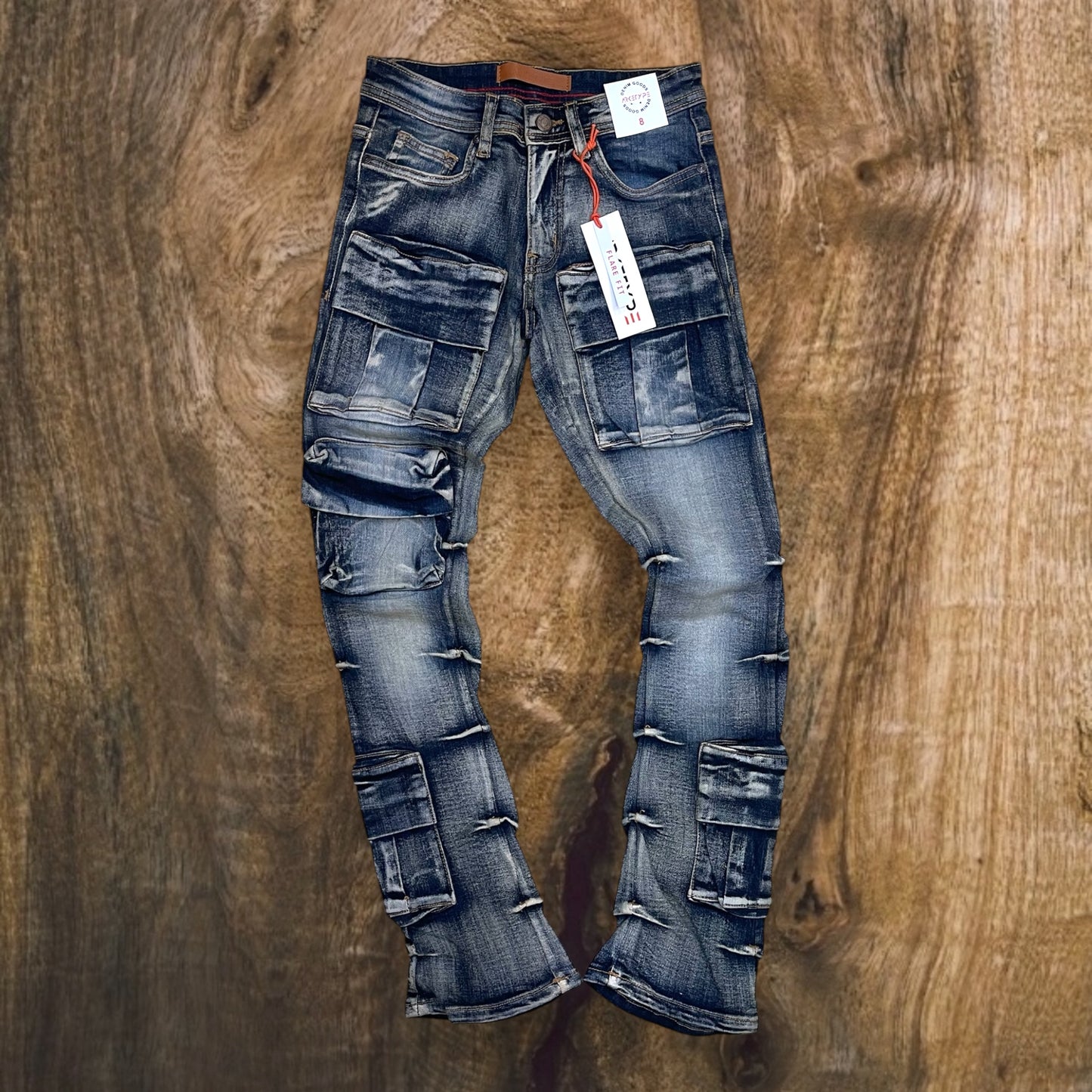 P444K - Boys' 8-18 Timeless Stacked Cargo Pocket Jeans