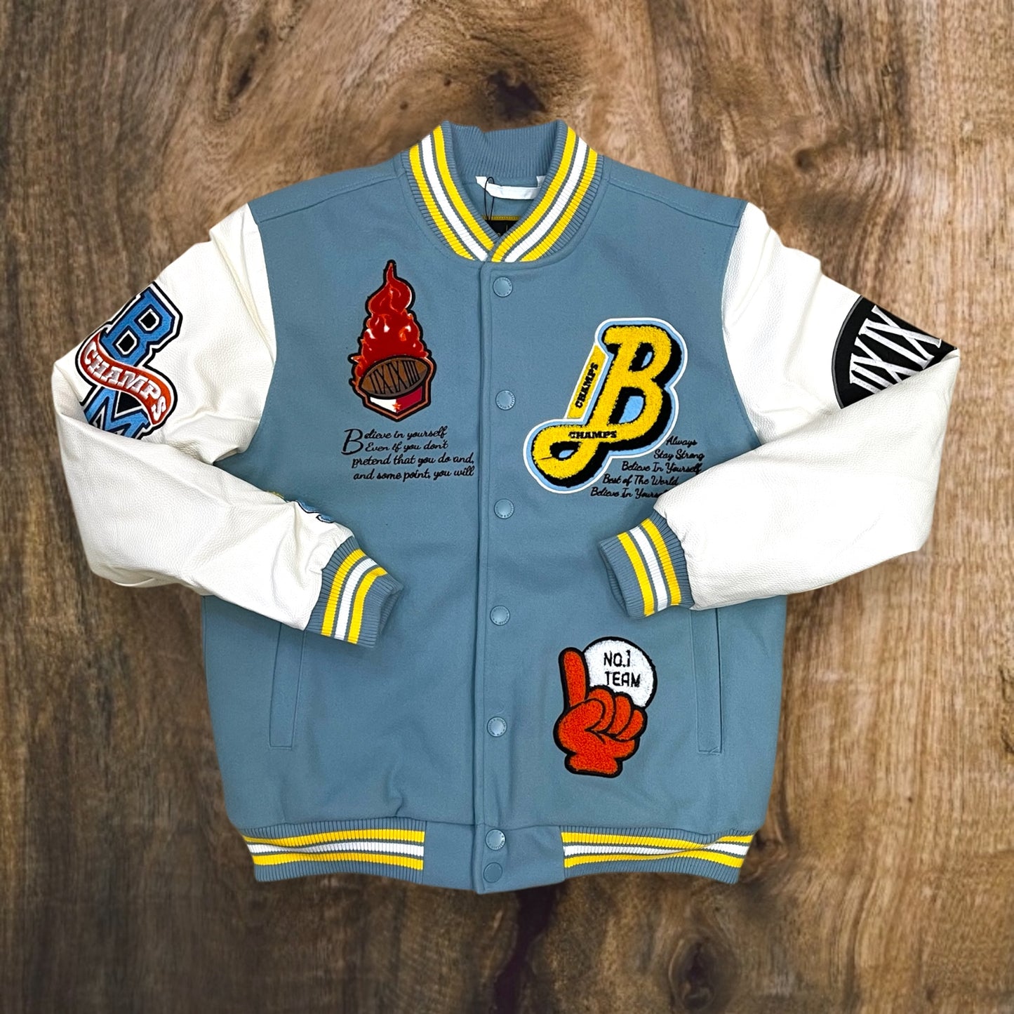 J471 - League The Finest of Trendsetter Varsity Jacket (Sky Blue)