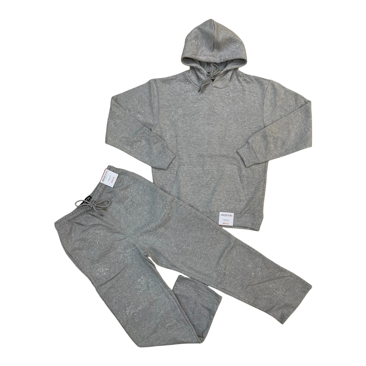 WH-FS565 - Cross Rhinestone Fleece Set w/Straight Pants