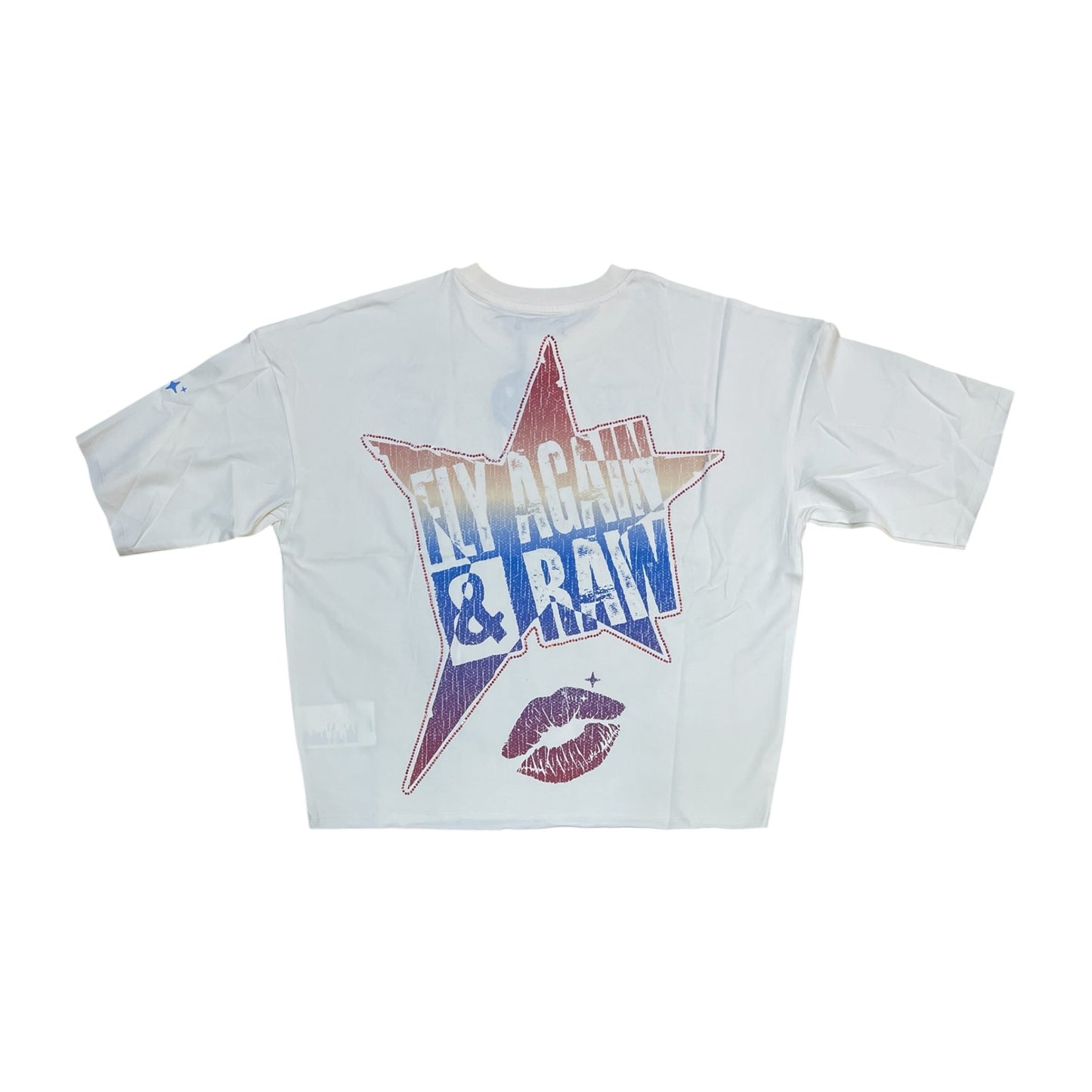 WH-RK1482074 - Fly Again with Rhinestones Cropped Top Graphic T-Shirt
