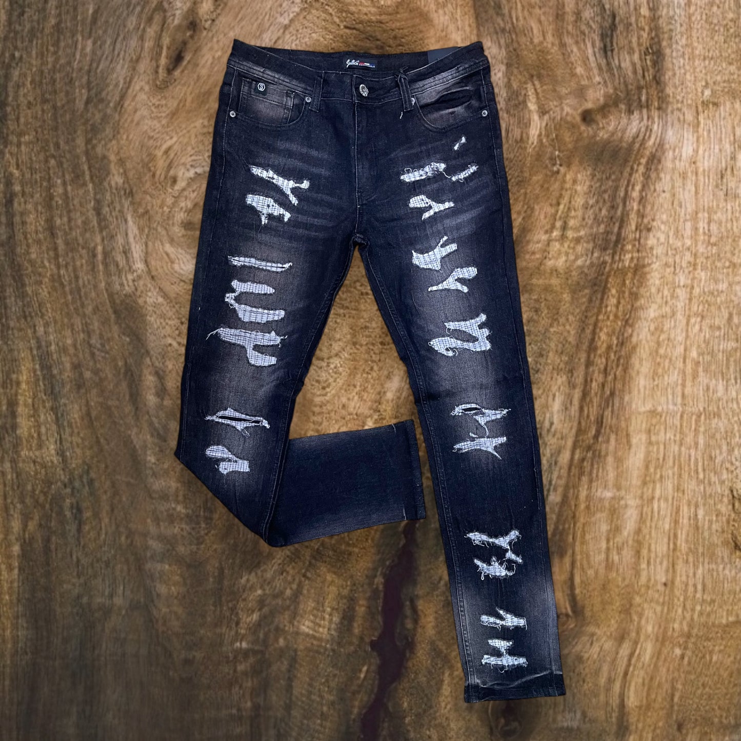 SS4606 - Premium Washed Ripped Slim-Fit Stretch Denim Jeans