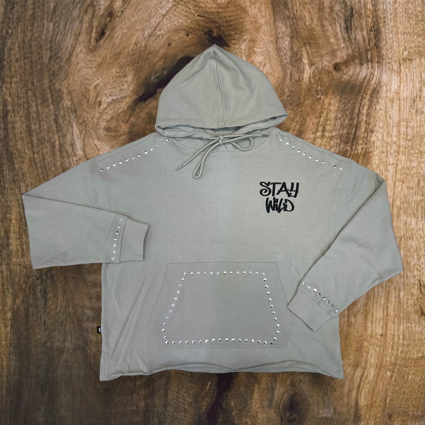 SW5236 - Stay Wild with Studs Graphic Cropped Top Hoodie