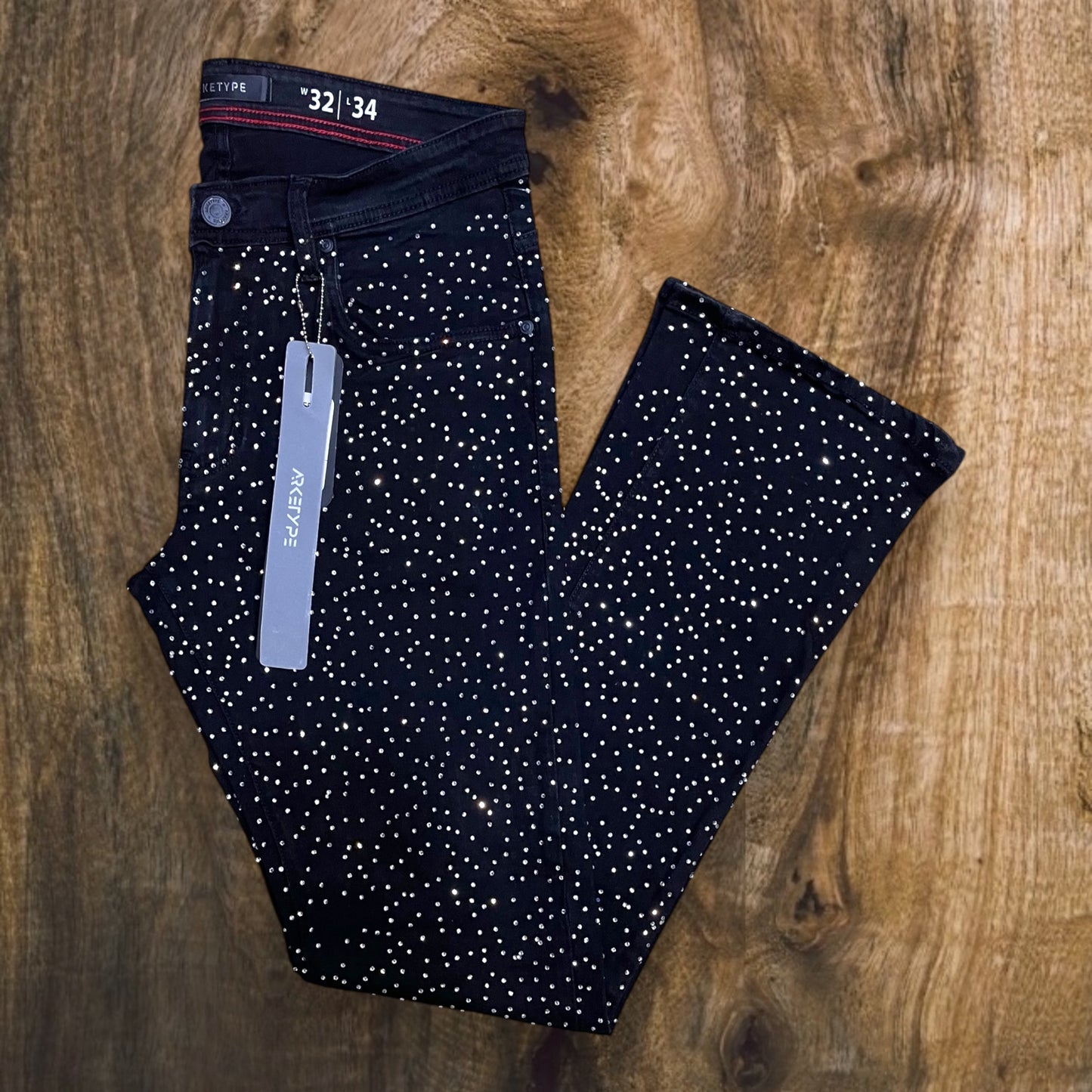 P548 - Full F&B All Over Rhinestone Stacked Flare Jeans