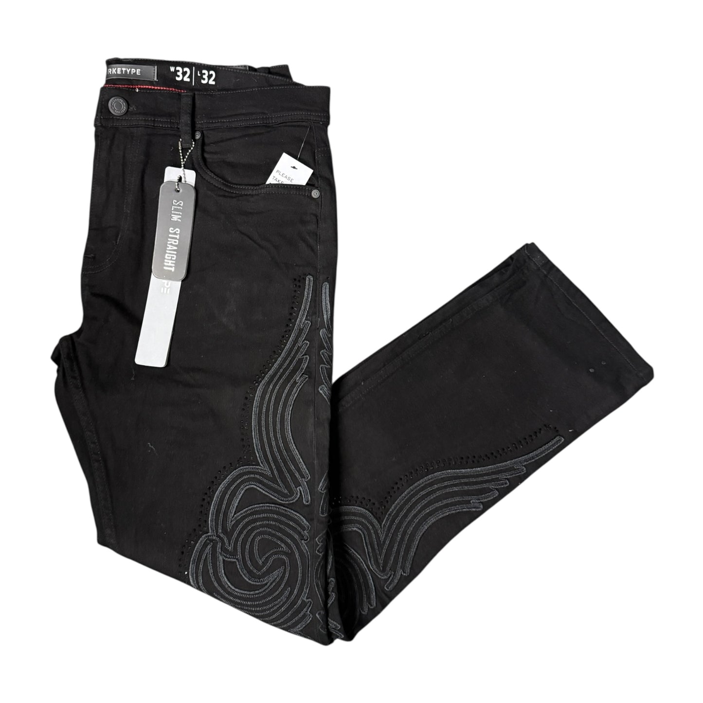 WH-P568 - Ornate Embroidered with Rhinestones Slim Straight-Fit Stretch Jeans