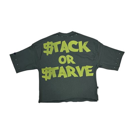 WH-SW6152 - Stacks with Studs Cropped Top Graphic T-Shirt