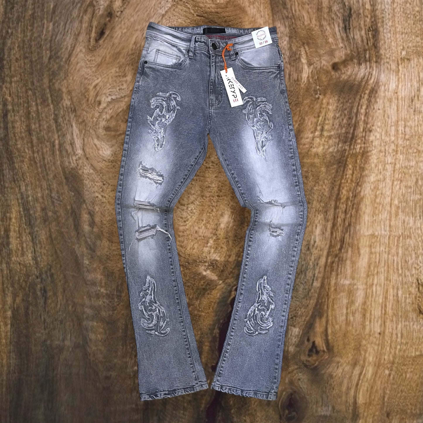 P524 - Premium Tribal Stacked Flare Jeans