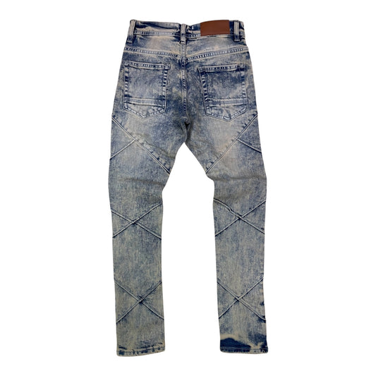 P507K - Boy's/Kids Pleated Edge Ripped Slim-Fit Stretch Jeans