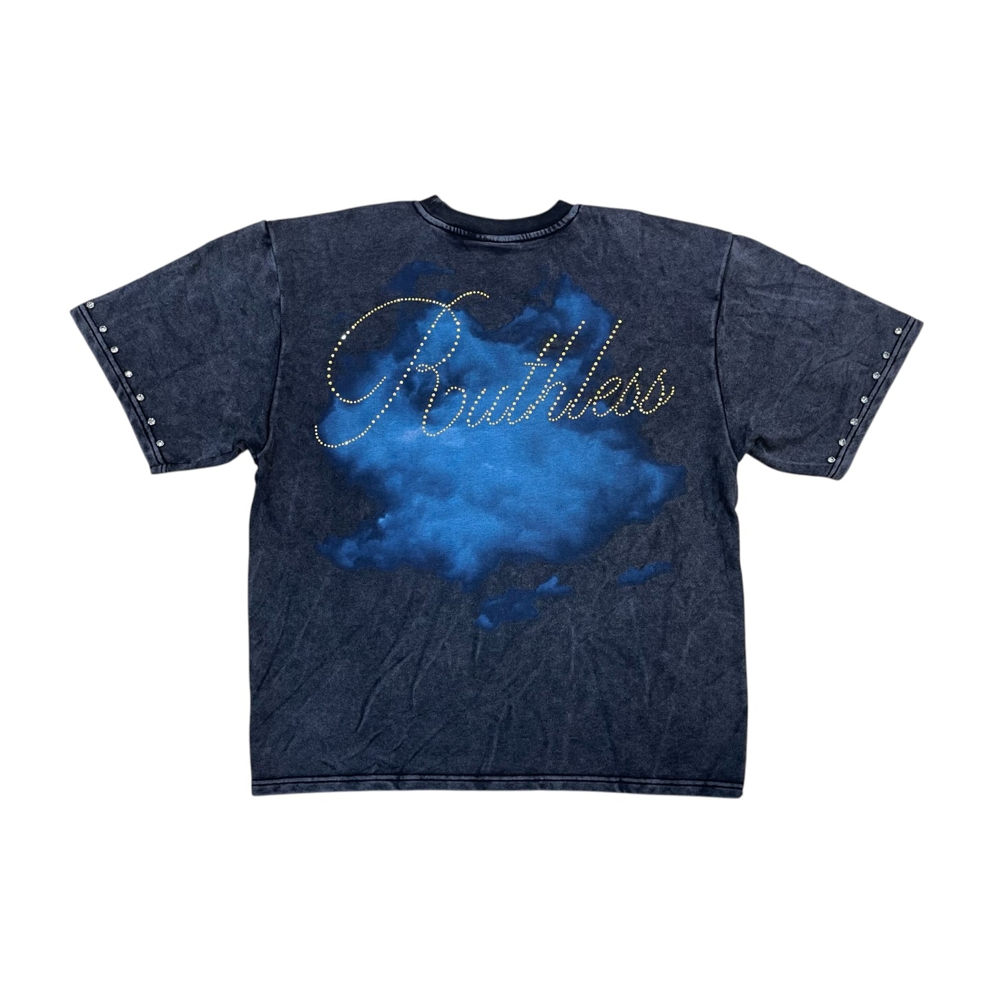 WH-610-11179 - Ruthless with Rhinestones n Studs Cropped Graphic T-Shirt