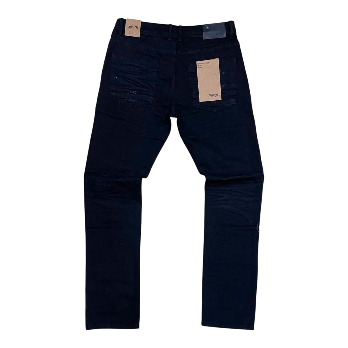 SF4600 - Damage Rip & Repair Denim Slim Straight-Fit Non-Stretch Jeans