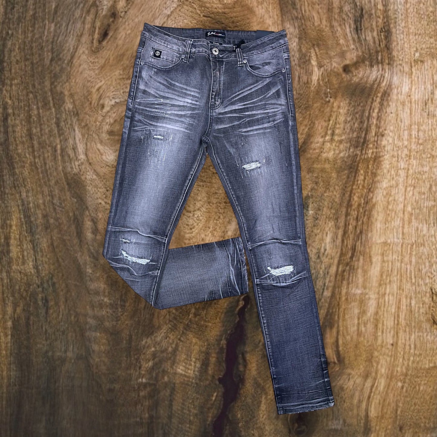 SS4657 - Premium Washed Ripped Slim-Fit Stretch Jeans